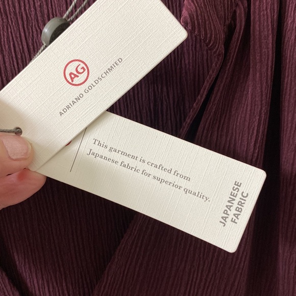 Adriano Goldschmied v neck oversized blouse long sleeve tie cuffs NWT Medium - Picture 2 of 4